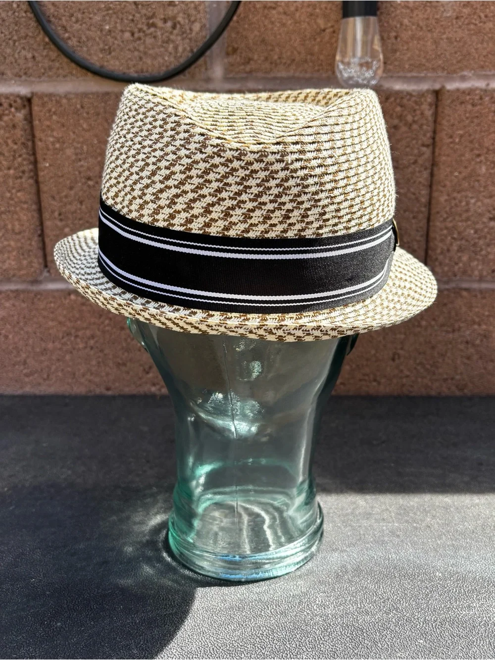 Goorin Bros Fedora Straw Hat Cap Beige Gold White Tan Brown Men's Medium - Picture 4 of 7